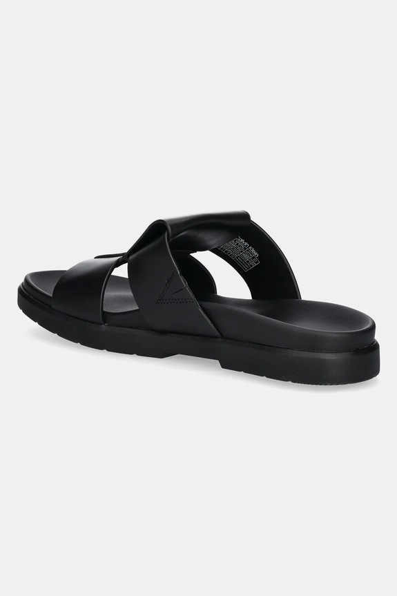Scarpe Calvin Klein ciabatte slide LUG SANDAL DOUBLE T LTH HM0HM01734 nero