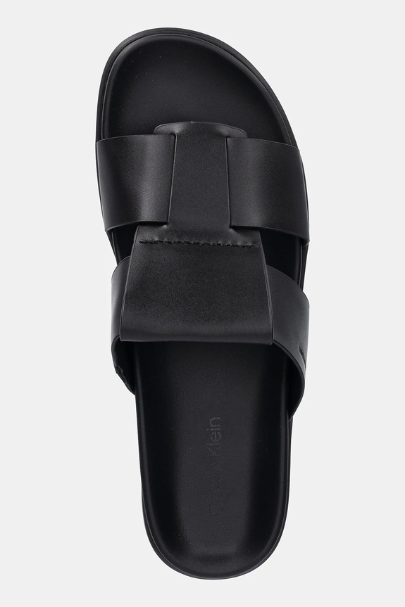 Calvin Klein ciabatte slide LUG SANDAL DOUBLE T LTH nero HM0HM01734