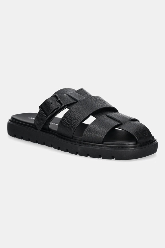 Calvin Klein Jeans papuci SQ MOLDED SANDAL FISHERMAN piele negru YM0YM01220
