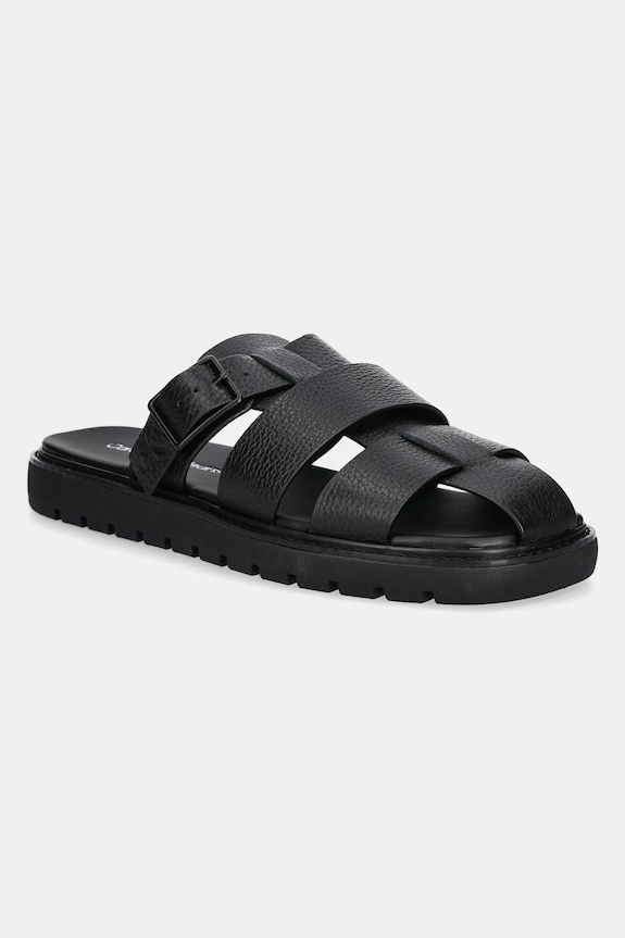 Calvin Klein Jeans papuci SQ MOLDED SANDAL FISHERMAN piele negru YM0YM01220