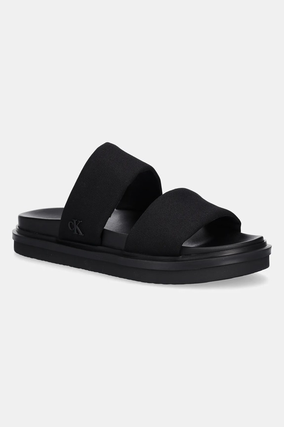 Natikače Calvin Klein Jeans FLAT MOLDED DBL BAR SANDAL CV sintetički crna YM0YM01222