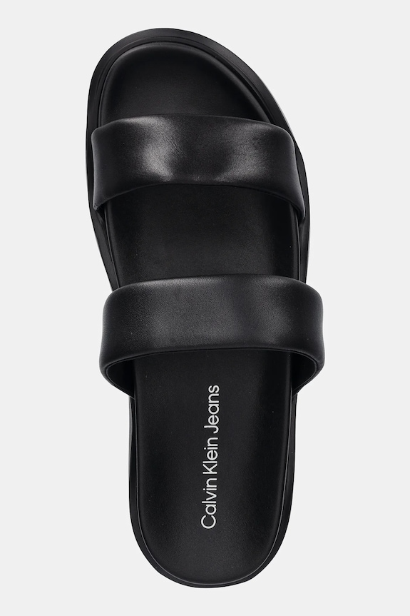Calvin Klein Jeans klapki FLAT MOLDED DOUBLEBAR SANDAL LTH czarny YM0YM01226