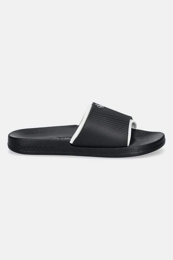 Calvin Klein Jeans papuci SLIDE RUBBER NEOPRENE TEXT YM0YM01234 negru SS25