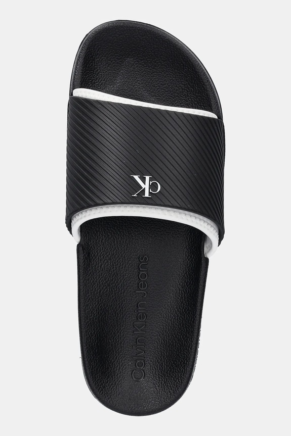 Încălțăminte Calvin Klein Jeans papuci SLIDE RUBBER NEOPRENE TEXT YM0YM01234 negru