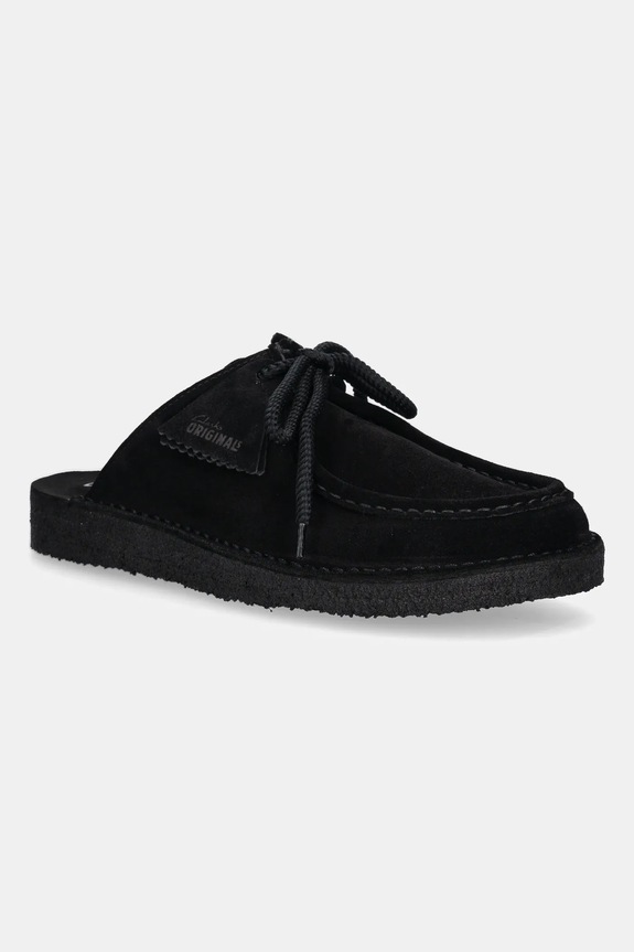 Semišové pantofle Clarks Originals Desert Nomad Mule černá 26180722