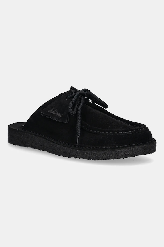 Semišové pantofle Clarks Originals Desert Nomad Mule černá 26180722