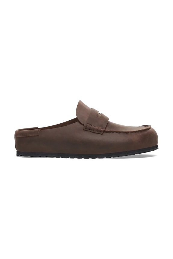 Birkenstock ciabatte slide in pelle Naples Wrapped LEOI marrone 1029617