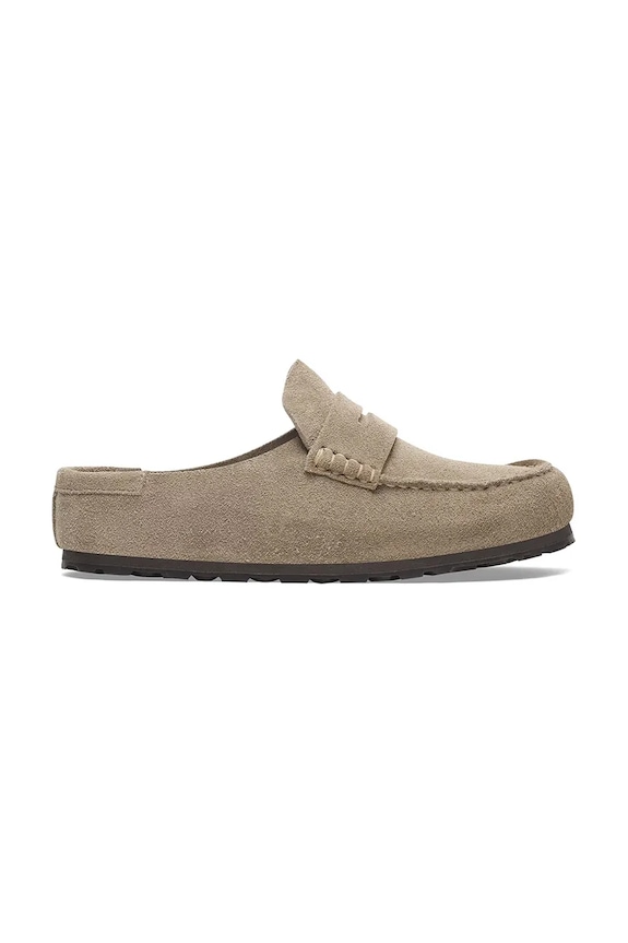 Birkenstock ciabatte slide in camoscio Naples Wrapped LEVE pelle scamosciata beige 1029675