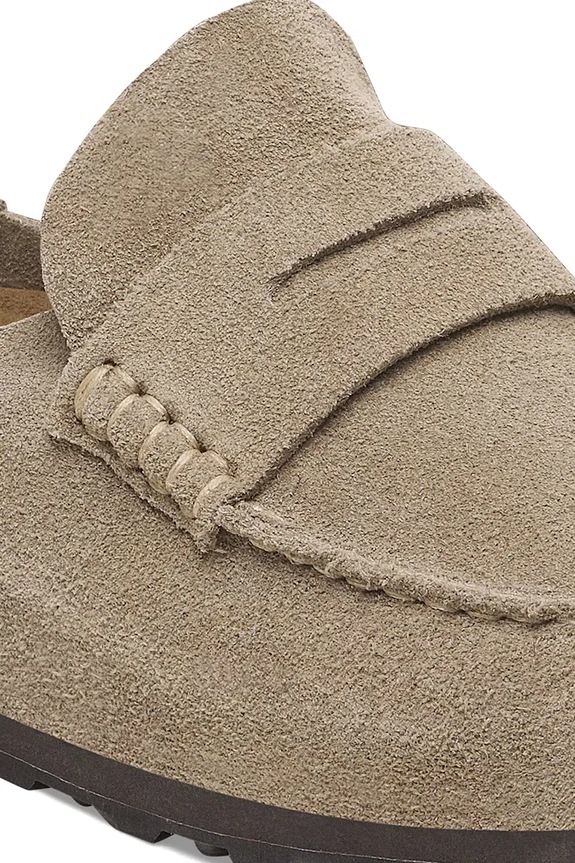 Scarpe Birkenstock ciabatte slide in camoscio Naples Wrapped LEVE 1029675 beige