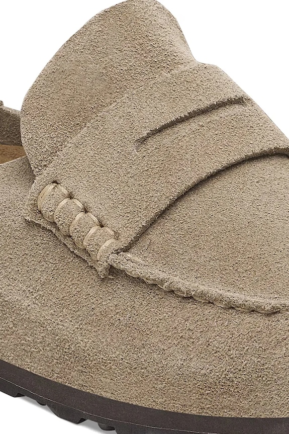 Scarpe Birkenstock ciabatte slide in camoscio Naples Wrapped LEVE 1029675 beige