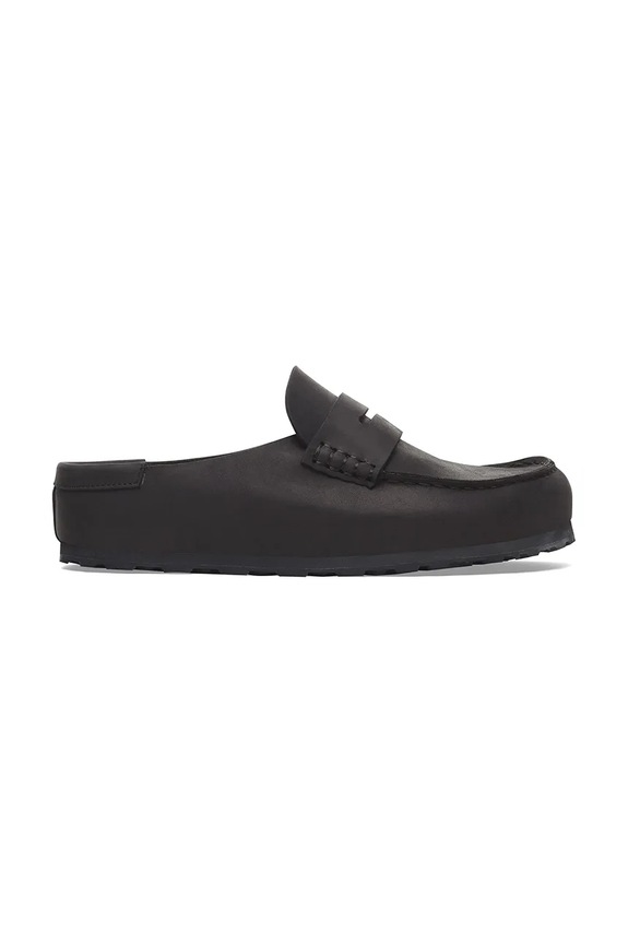 Birkenstock ciabatte slide in pelle Naples Wrapped LEOI nero 1029711