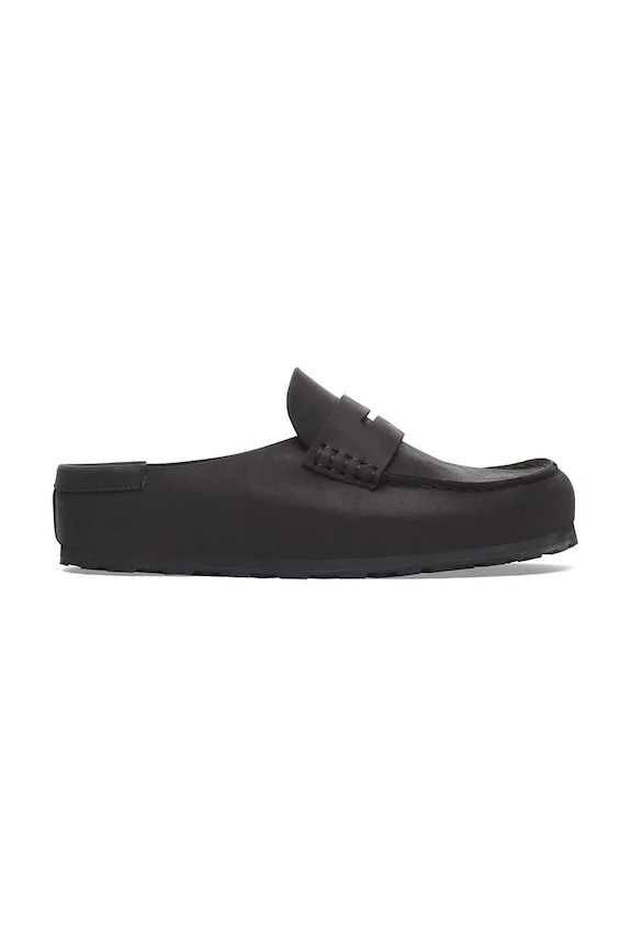 Birkenstock ciabatte slide in pelle Naples Wrapped LEOI nero 1029711