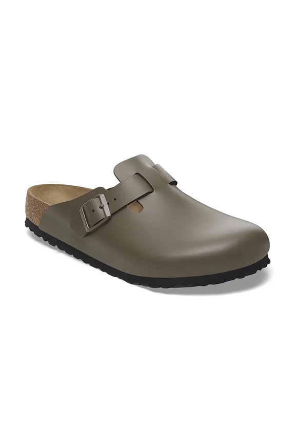 Birkenstock klapki skórzane Boston 1029079 zielony SS26