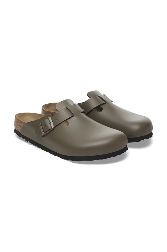 Birkenstock klapki skórzane Boston zielony 1029079