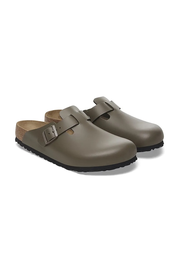 Birkenstock klapki skórzane Boston zielony 1029079