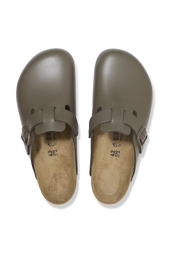 Birkenstock klapki skórzane Boston 1029079 zielony