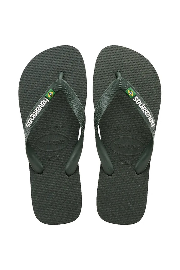 Pantofle Havaianas BRASIL LOGO bez podpatku zelená 4110850.5983