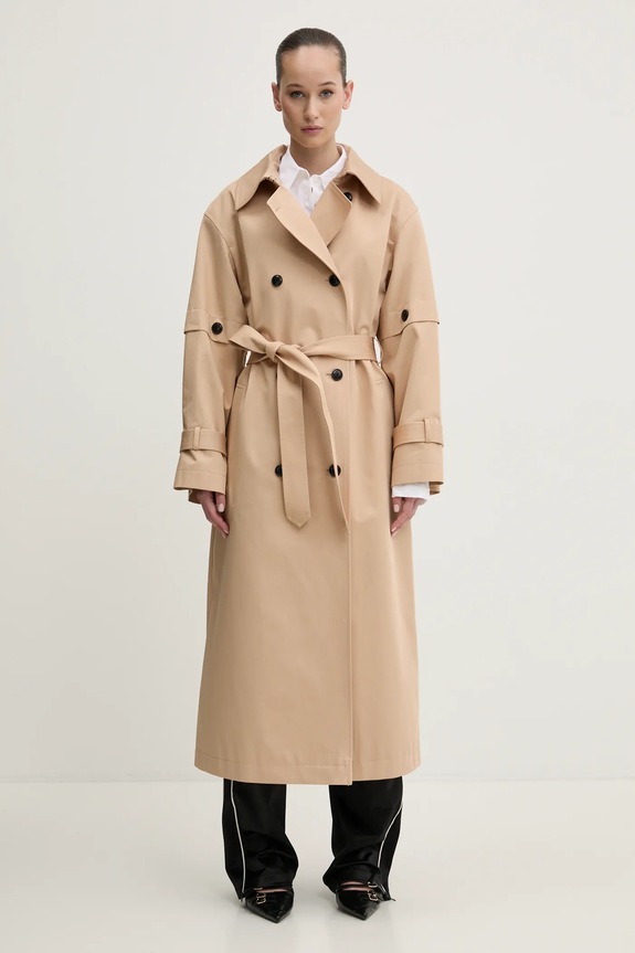 Bavlněný kabát HUGO 50529938 béžová SS25