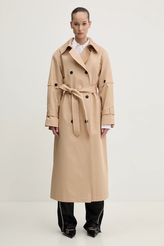 Bavlněný kabát HUGO 50529938 béžová SS25