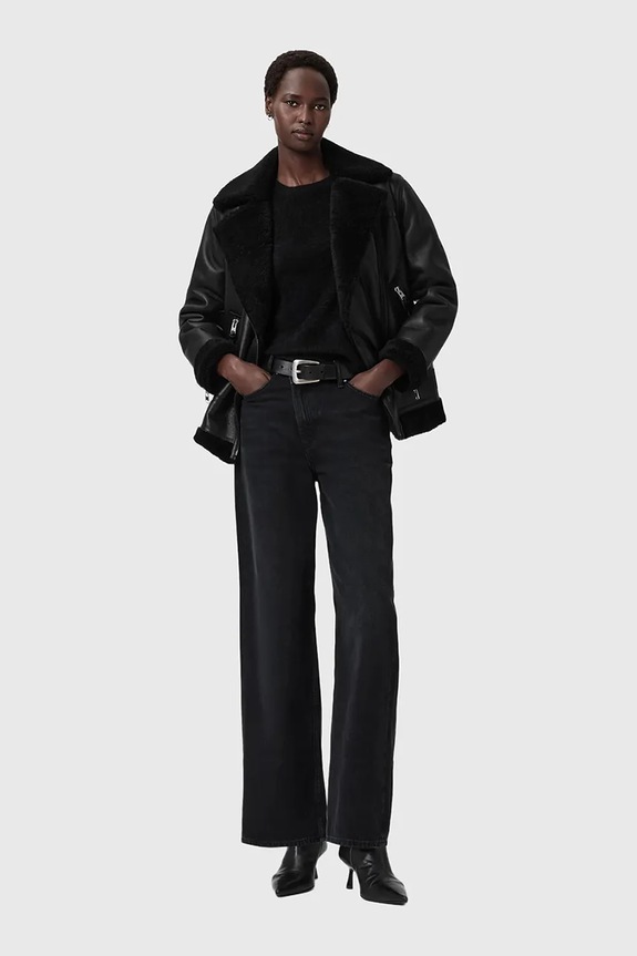 AllSaints giacca in pelle SOLA nero W120LB