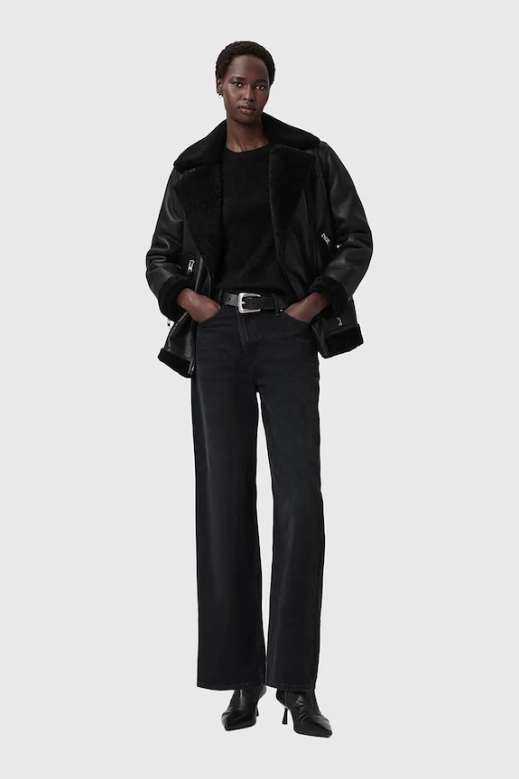 AllSaints giacca in pelle SOLA nero W120LB
