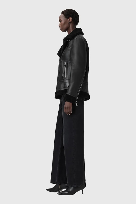 AllSaints giacca in pelle SOLA W120LB nero