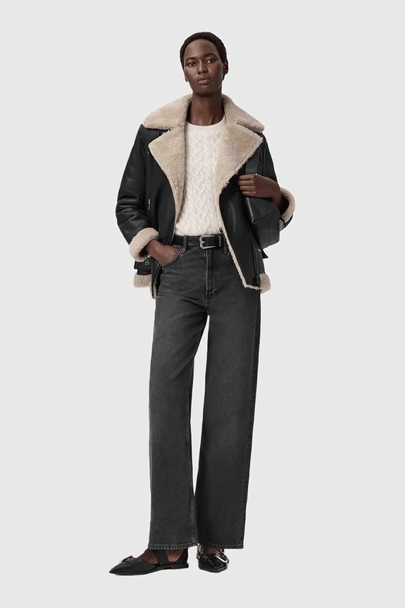 AllSaints kurtka skórzana SOLA W120LB czarny