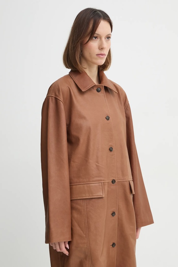 Кожаный плащ Herskind Halston 5470175 коричневый