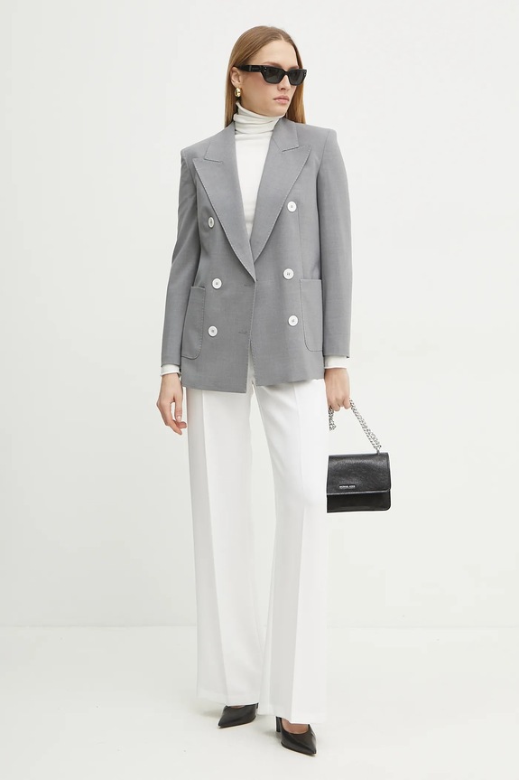 Luisa Spagnoli blazer con aggiunta di lana 541870 grigio SS25