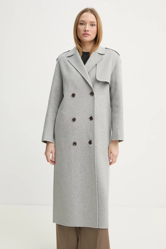 Vuneni kaput Theory bez tople podstave siva O1101403