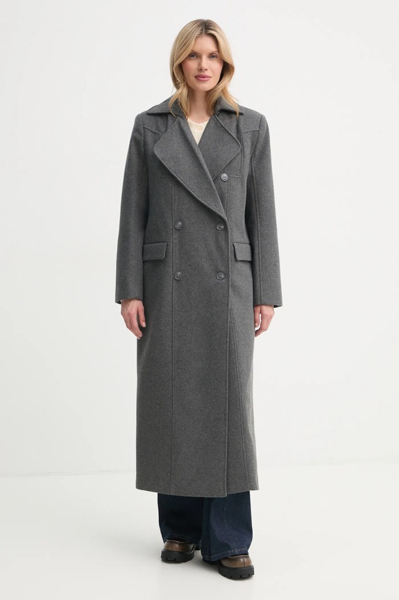 Plašč s primesjo volne Gestuz S podlogo siva 10909787