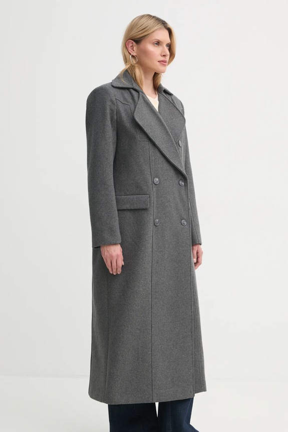 Plašč s primesjo volne Gestuz siva 10909787