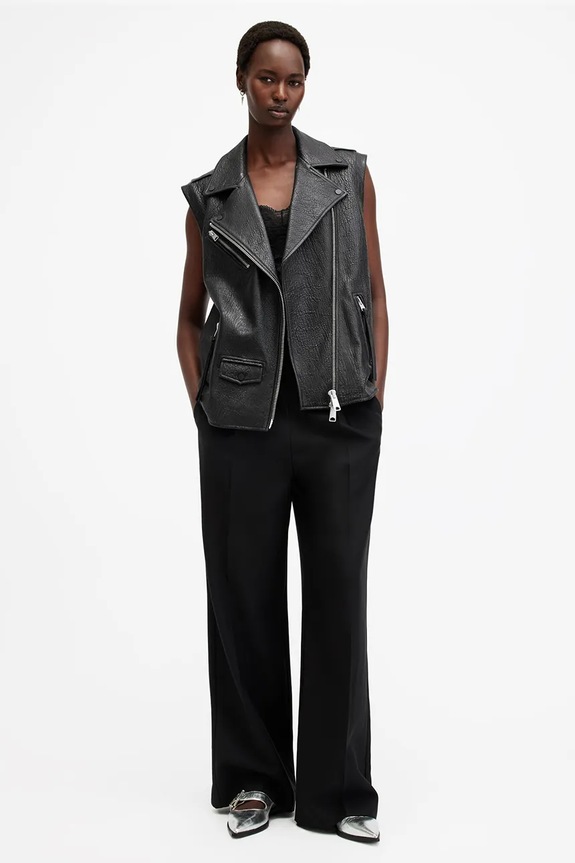 Kožni prsluk AllSaints BILLIE W064LB