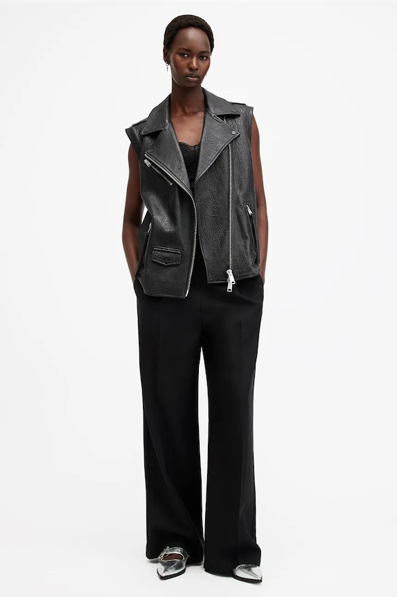 Kožni prsluk AllSaints BILLIE W064LB
