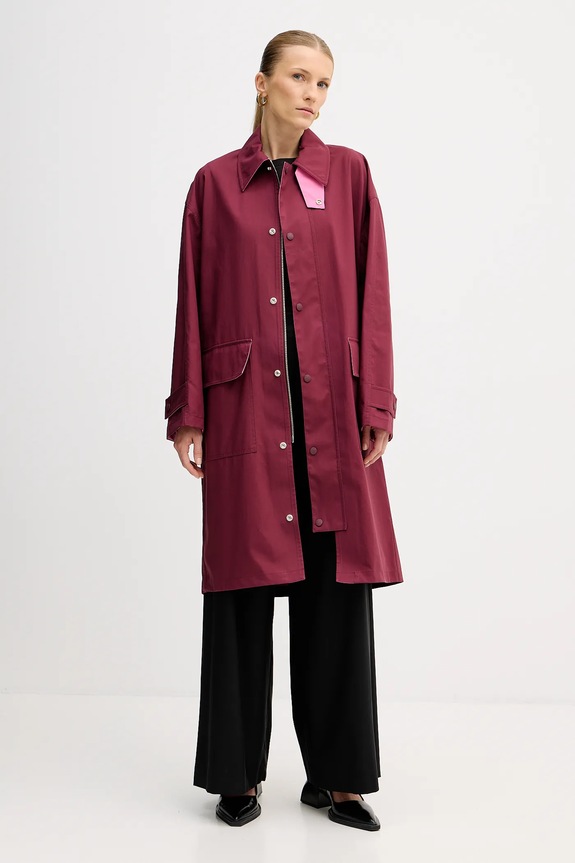 Kenzo płaszcz bawełniany FF52OU1439OU.24 bordowy SS25