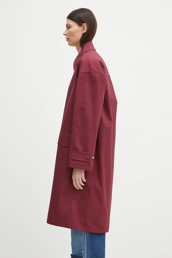 Kenzo płaszcz bawełniany FF52OU1439OU.24 bordowy SS25