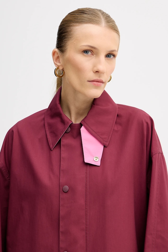 Kenzo płaszcz bawełniany bordowy FF52OU1439OU.24
