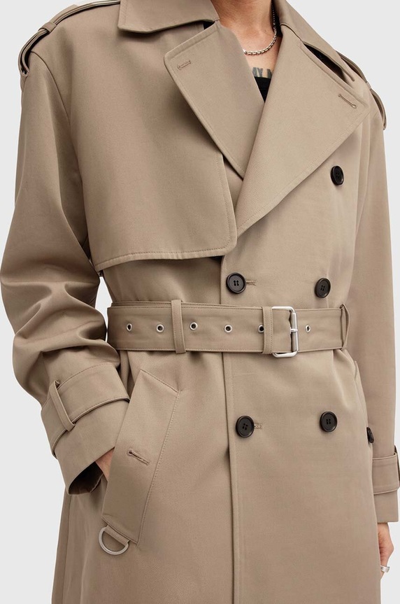 Odzież AllSaints trencz bawełniany SPENCER M009OZ beżowy