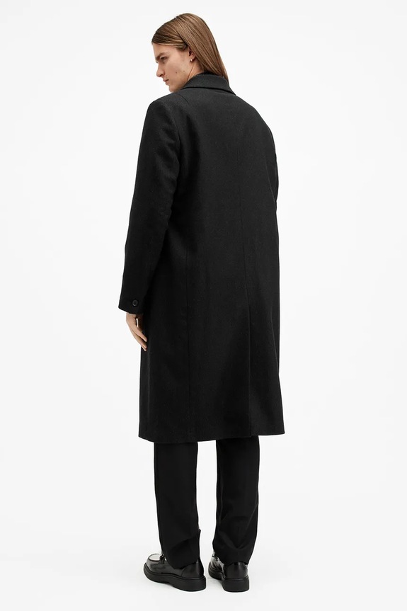 Vlněný kabát AllSaints ARCADE M014OB černá