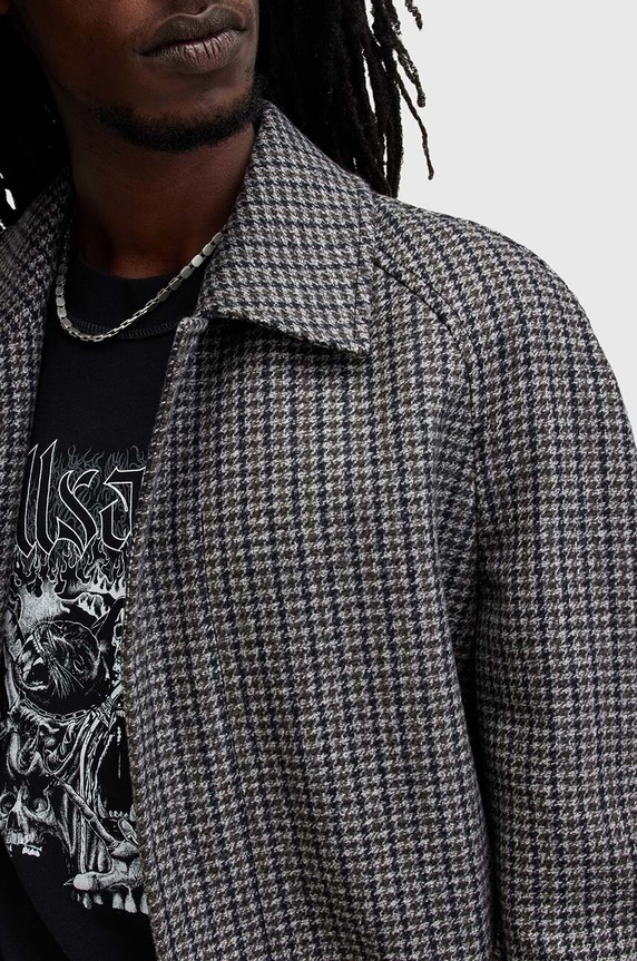 Vlnený kabát AllSaints GOODMAN M017OB sivá SS25