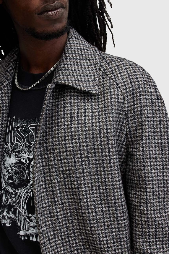 Vlnený kabát AllSaints GOODMAN M017OB sivá SS25