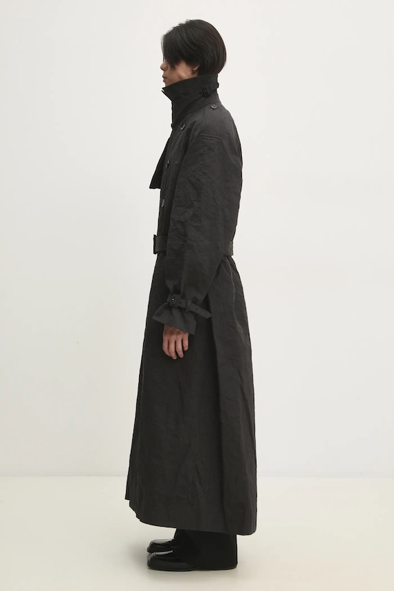 Trench kabát VETEMENTS Metalized Wrinkled Trenchcoat nezateplené černá UA66CO100B