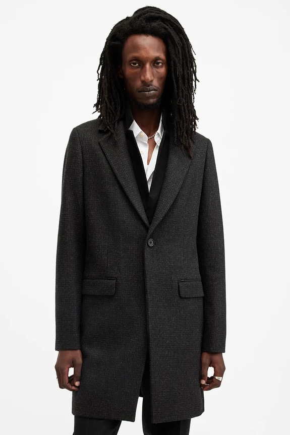 Пальто з домішкою вовни AllSaints WIXX M064OB чорний SS25