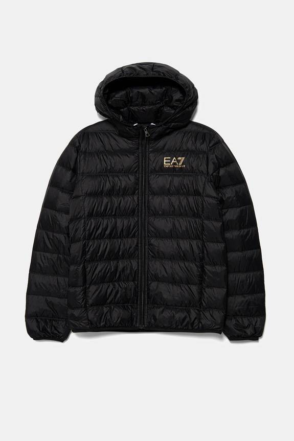 Дитяча пухова куртка EA7 Emporio Armani з капюшоном чорний 7B000035.AF12477