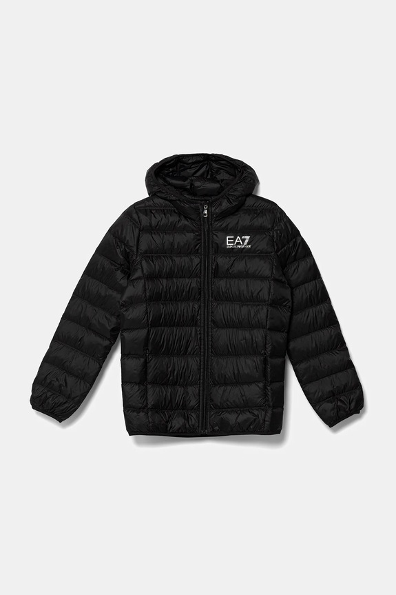 Dječja pernata jakna EA7 Emporio Armani Planet friendly crna 7B000035.AF12477