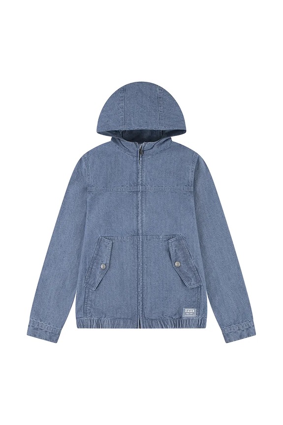 Detská rifľová bunda Levi's SUTRO FULL ZIP JACKET s kapucňou modrá 8EM380
