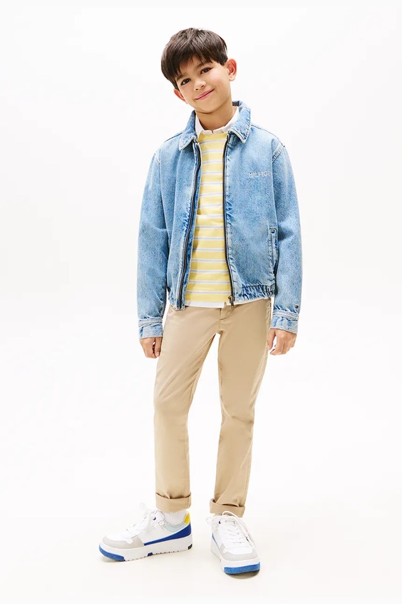 Dětská riflová bunda Tommy Hilfiger modrá KB0KB09578.PPYA