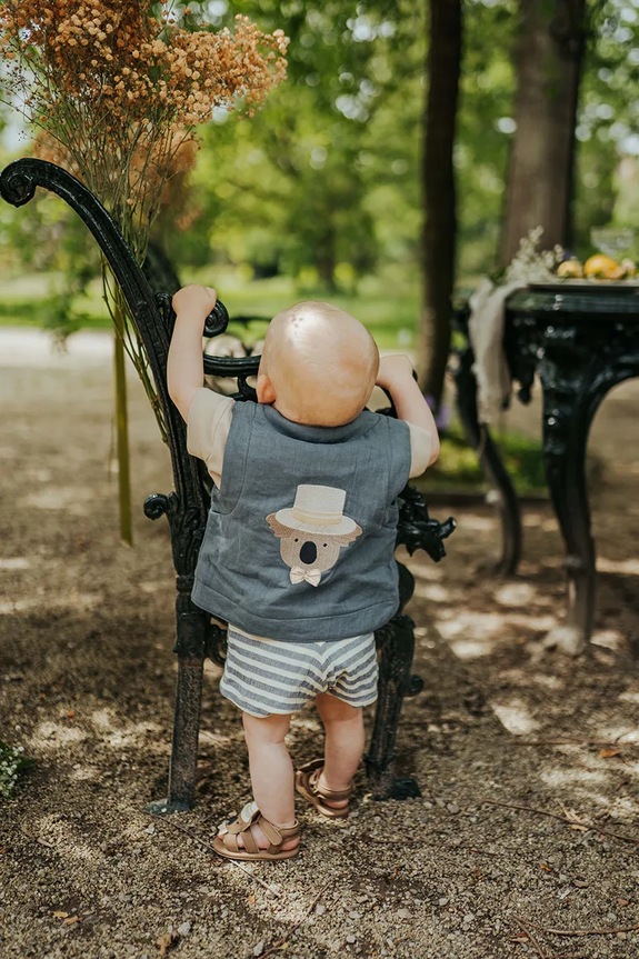 Παιδικό λινό γιλέκο Donsje Larsel Linen Gilet Groom άλλο μπλε 4096401.74.92