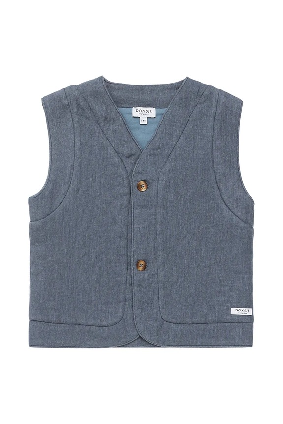 Detská ľanová vesta Donsje Larsel Linen Gilet Groom 4096401.98.128 modrá SS25