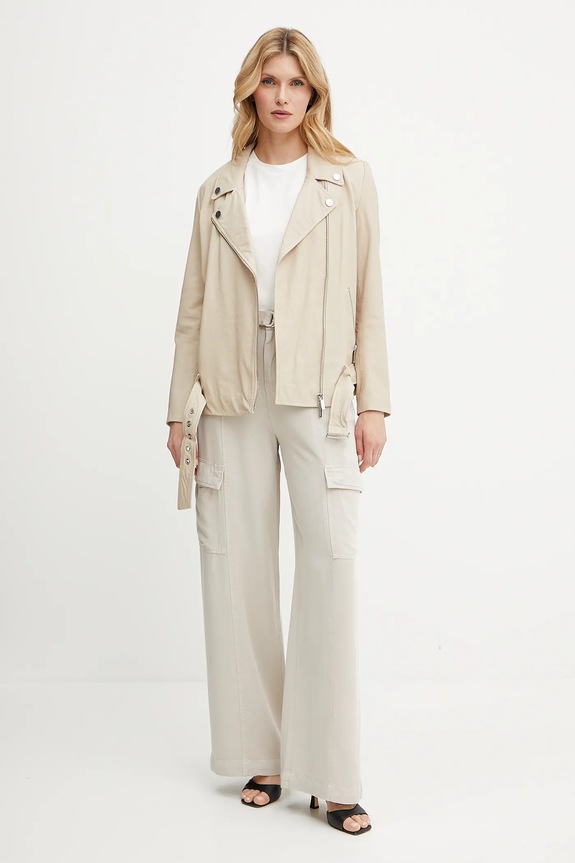Armani Exchange ramoneska skórzana XW000218.AF10854 beżowy SS25